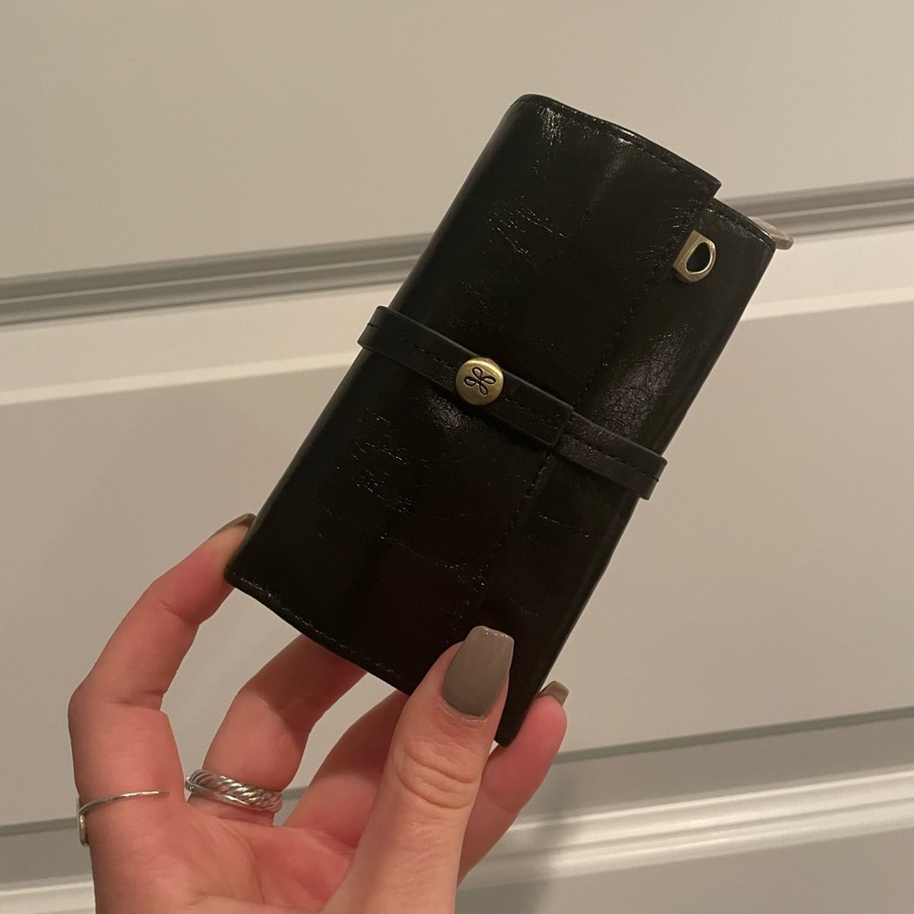 Black leather HOBO jewelry roll